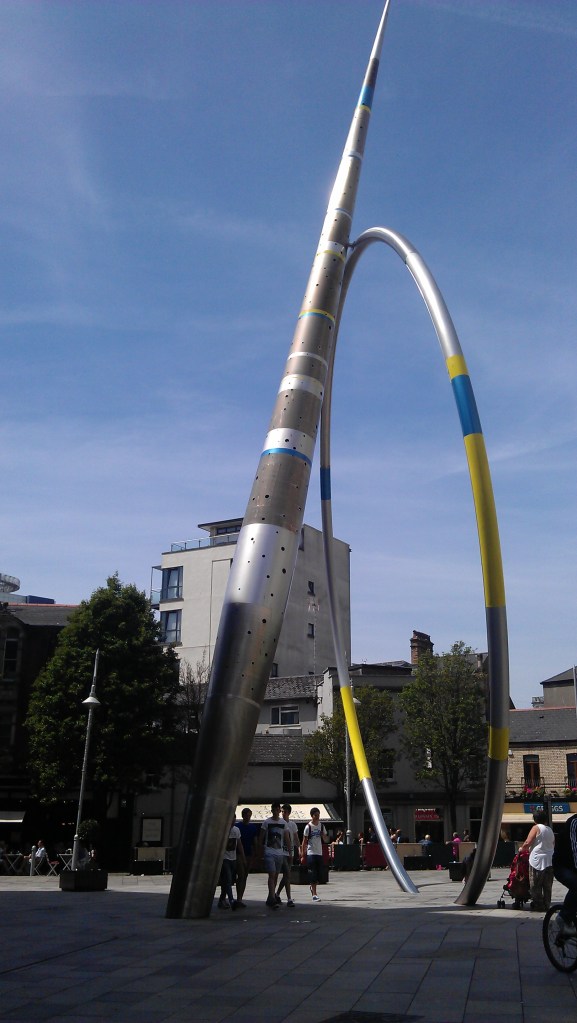 Javelin stuck in concrete