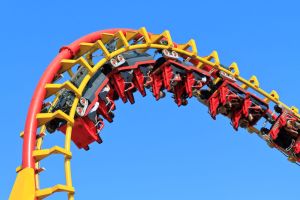Roller coaster blue sky