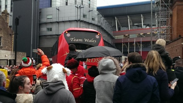 Back end of team bus