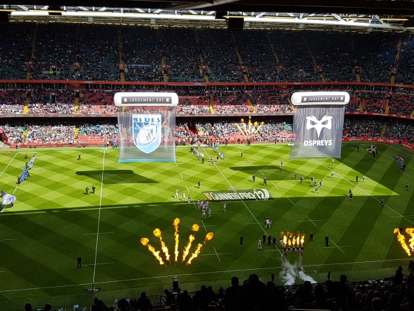 Blues v Ospreys fireworks