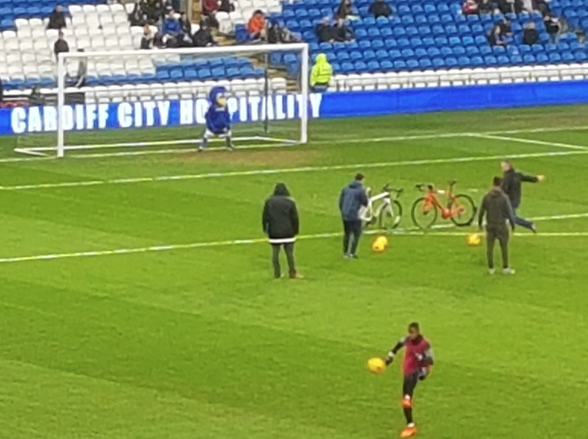 Bikes on pitch