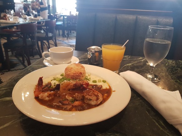 Palace Cafe shrimp grits and creole muniere