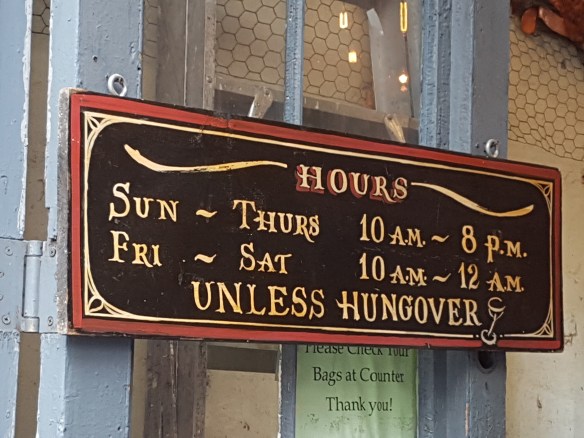 Hungover shop sign