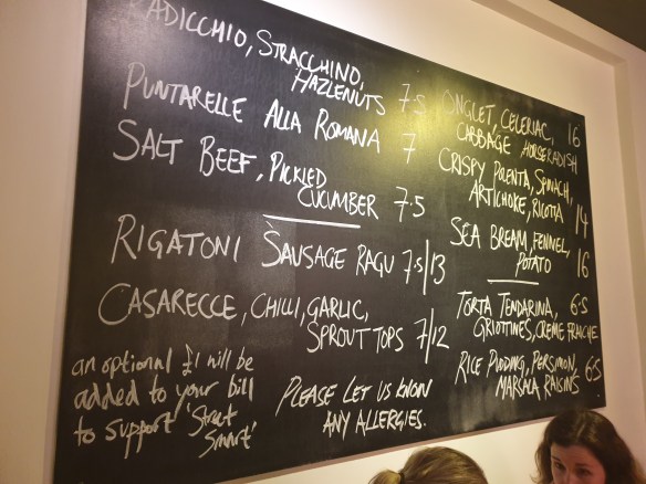 Chalkboard menu